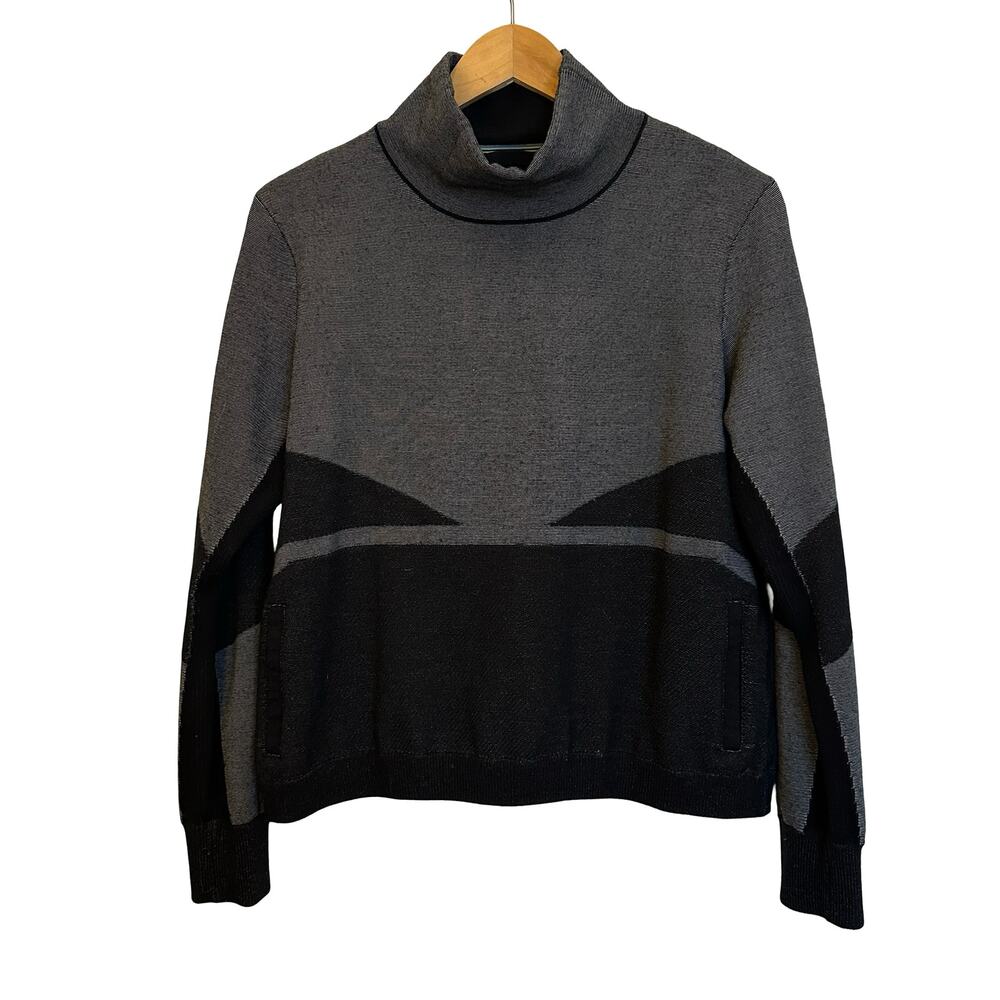 Smartwool Intraknit Alpine Pullover Black Gray Mockneck Sweater Merino Wool M